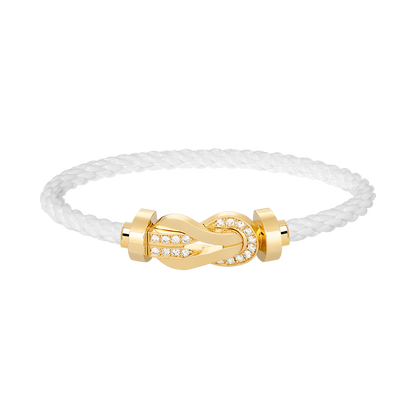 [Riva Jewelry]LARGE 8-FIGURE BUCKLE HALF DIAMOND BRACELET - GOLD