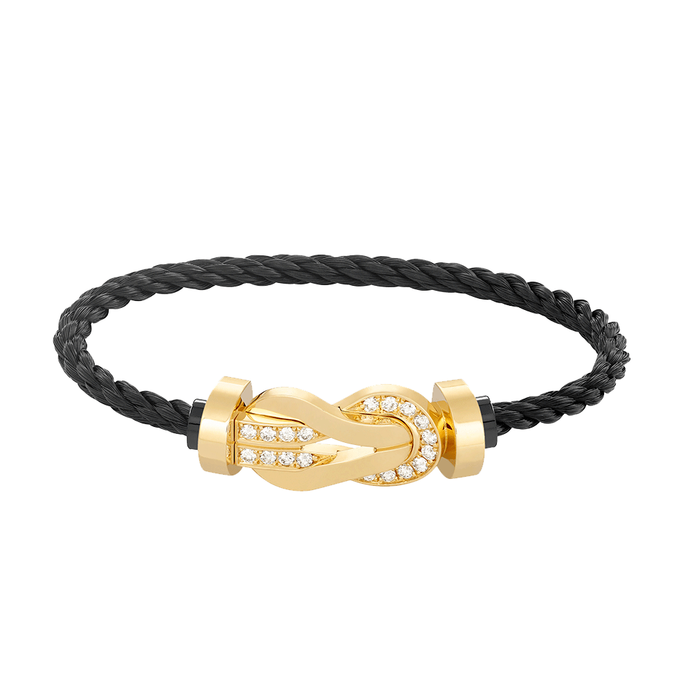 [Riva Jewelry]LARGE 8-FIGURE BUCKLE HALF DIAMOND BRACELET - GOLD