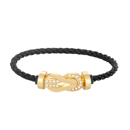 [Riva Jewelry]LARGE 8-FIGURE BUCKLE HALF DIAMOND BRACELET - GOLD