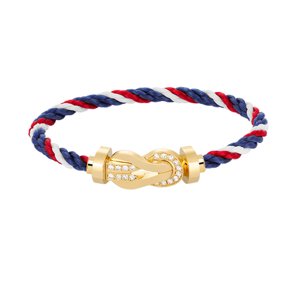 [Riva Jewelry]LARGE 8-FIGURE BUCKLE HALF DIAMOND BRACELET - GOLD