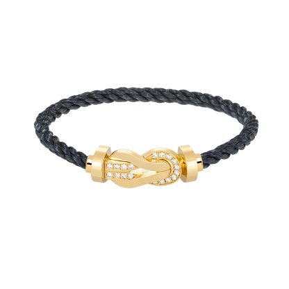 [Riva Jewelry]LARGE 8-FIGURE BUCKLE HALF DIAMOND BRACELET - GOLD