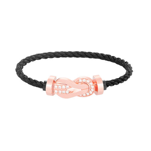 [Riva Jewelry]LARGE 8-FIGURE BUCKLE HALF DIAMOND BRACELET - ROSE GOLD