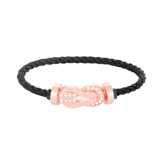 [Riva Jewelry]LARGE 8-FIGURE BUCKLE HALF DIAMOND BRACELET - ROSE GOLD