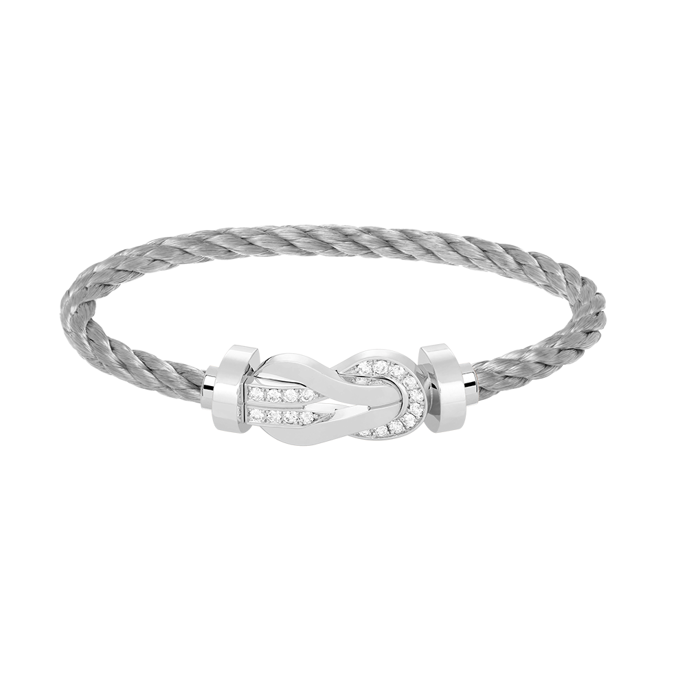 [Riva Jewelry]LARGE 8-FIGURE BUCKLE HALF DIAMOND BRACELET - WHITE GOLD