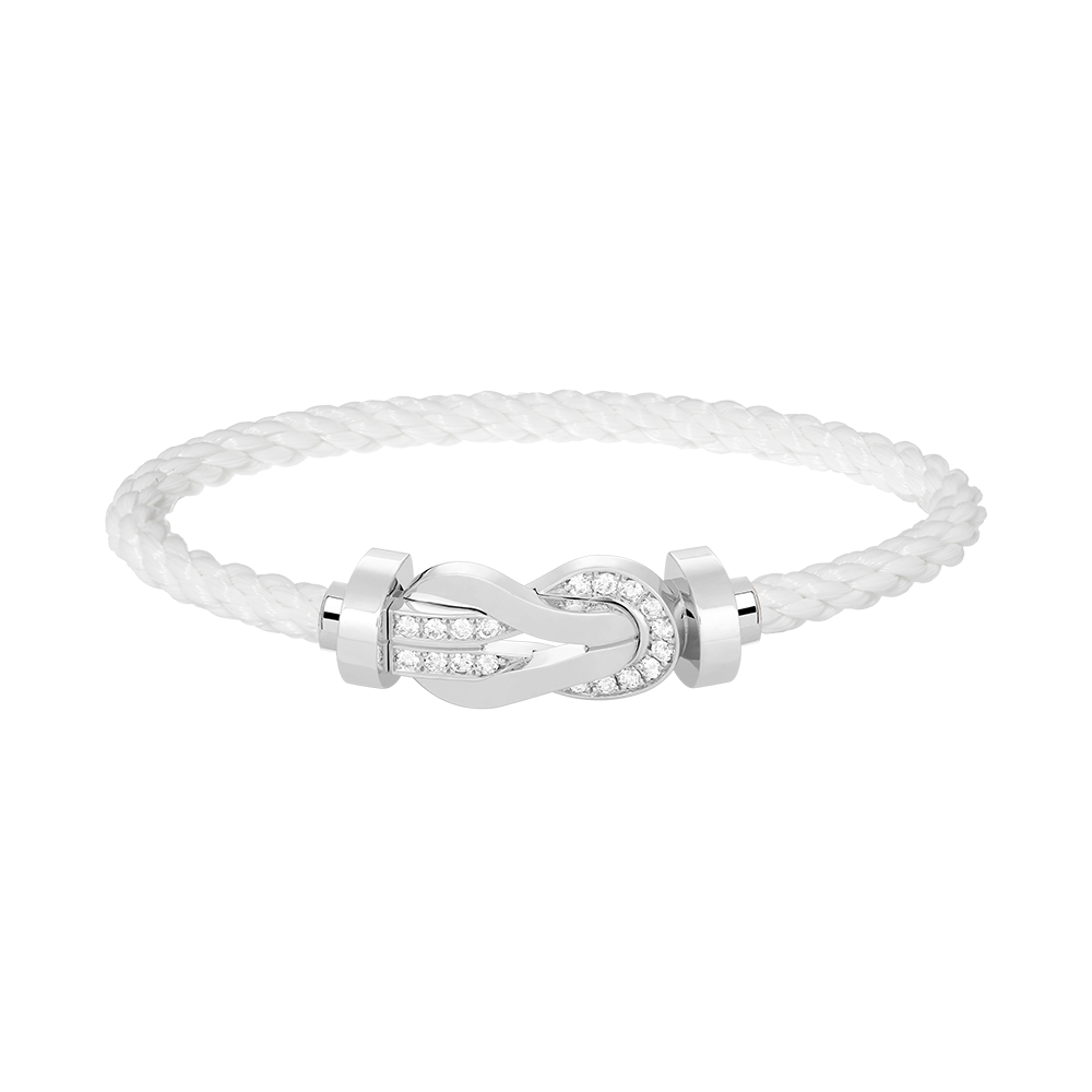 [Riva Jewelry]LARGE 8-FIGURE BUCKLE HALF DIAMOND BRACELET - WHITE GOLD