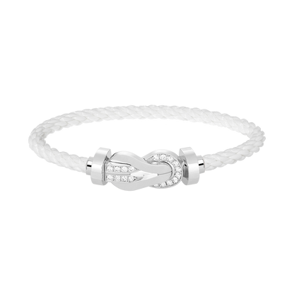 [Riva Jewelry]LARGE 8-FIGURE BUCKLE HALF DIAMOND BRACELET - WHITE GOLD