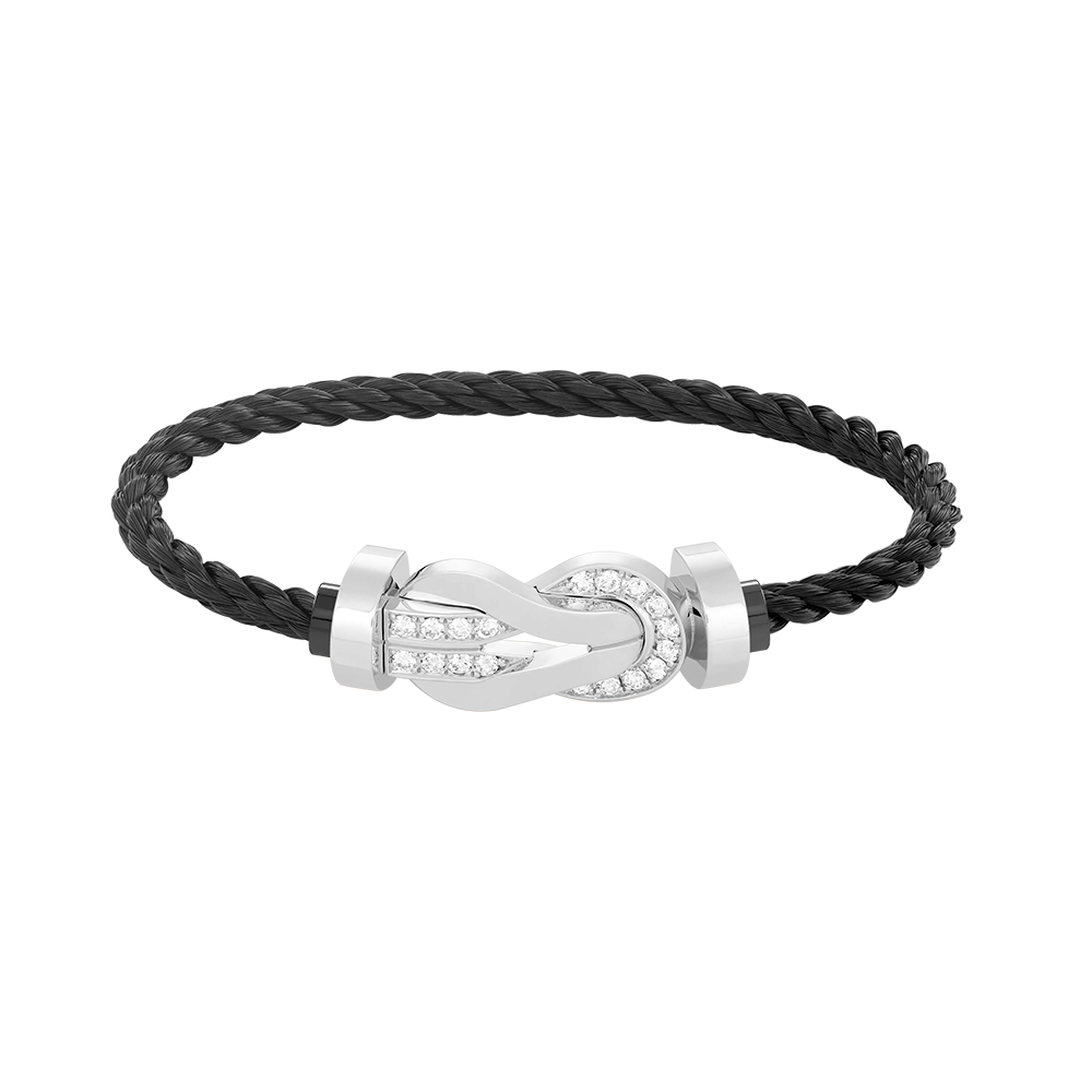 [Riva Jewelry]LARGE 8-FIGURE BUCKLE HALF DIAMOND BRACELET - WHITE GOLD