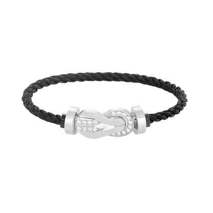 [Riva Jewelry]LARGE 8-FIGURE BUCKLE HALF DIAMOND BRACELET - WHITE GOLD