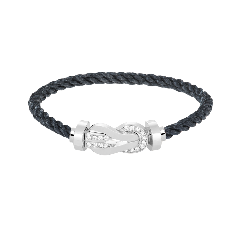 [Riva Jewelry]LARGE 8-FIGURE BUCKLE HALF DIAMOND BRACELET - WHITE GOLD