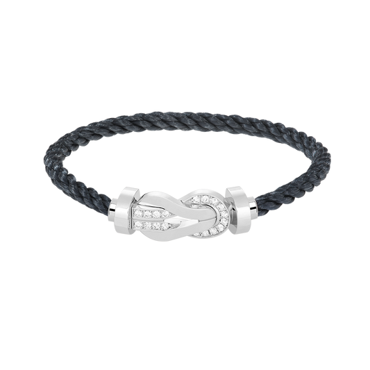 [Riva Jewelry]LARGE 8-FIGURE BUCKLE HALF DIAMOND BRACELET - WHITE GOLD