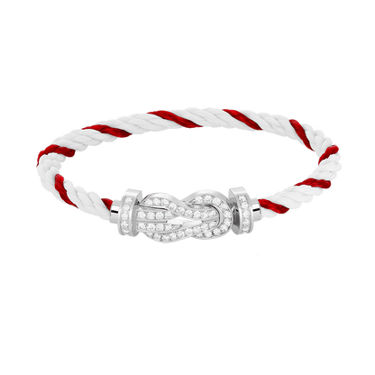 [Riva Jewelry]LARGE 8-FIGURE BUCKLE FULL DIAMOND BRACELET -WHITE GOLD
