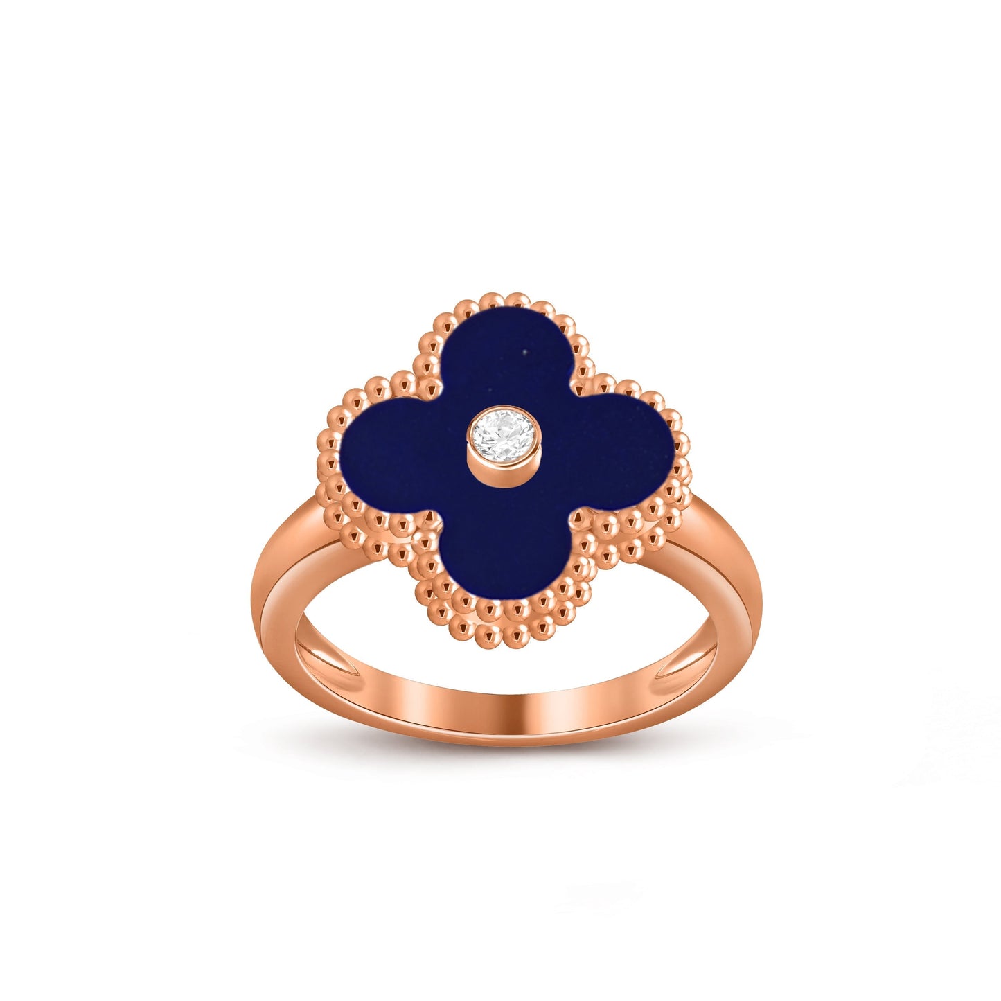 [Riva Jewelry]LUCKY CLOVER DIAMOND-ACCENT ROSE GOLD RING COLLECTION