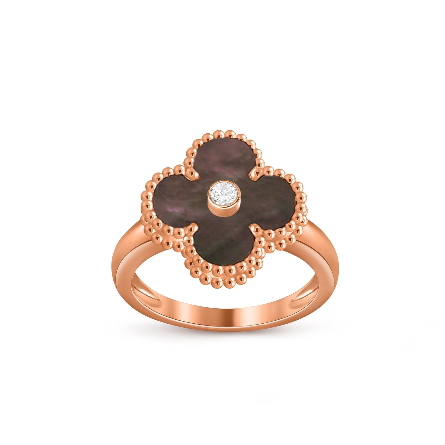 [Riva Jewelry]LUCKY CLOVER DIAMOND-ACCENT ROSE GOLD RING COLLECTION
