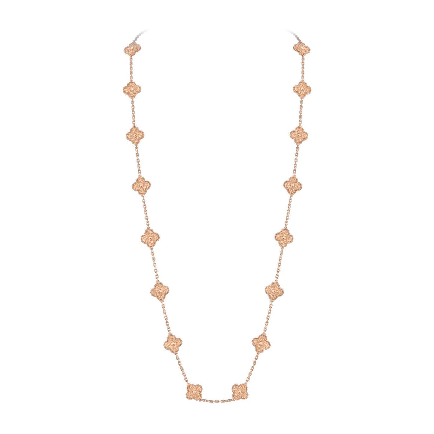[Riva Jewelry]CLASSIC 20-MOTIF LUCKY CLOVER LONG NECKLACE ROSE GOLD COLLECTION