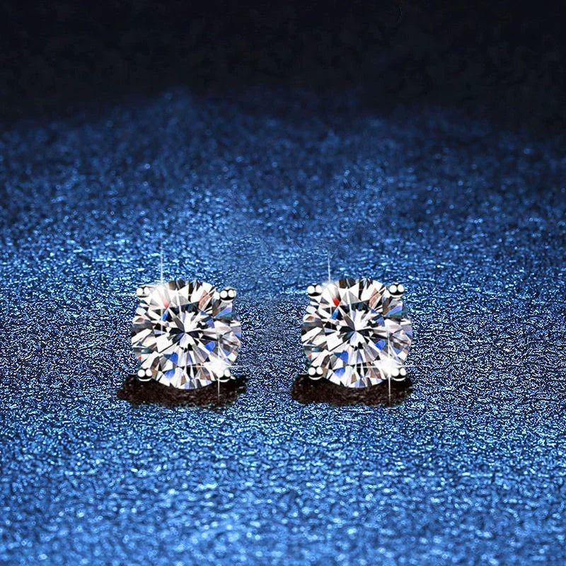 [Riva Jewelry]FOUR-PRONG MOISSANITE EARRINGS