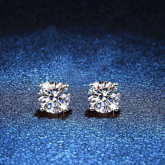 [Riva Jewelry]FOUR-PRONG MOISSANITE EARRINGS