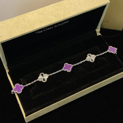 [Riva Jewelry]LUCKY CLOVER 5-MOTIF BRACELET - VIOLET COLLECTION