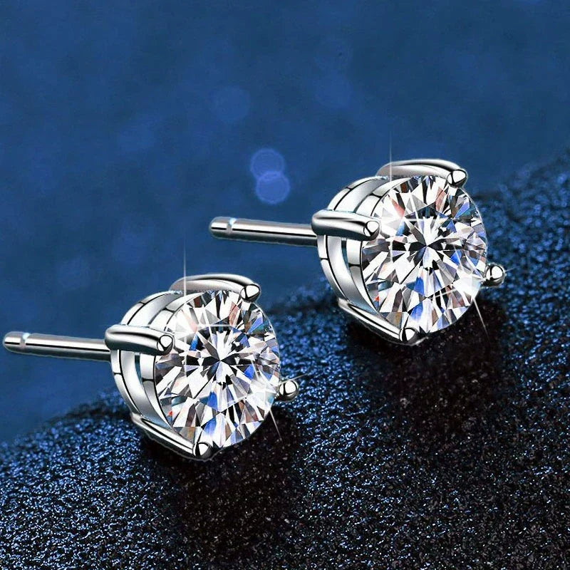 [Riva Jewelry]FOUR-PRONG MOISSANITE EARRINGS
