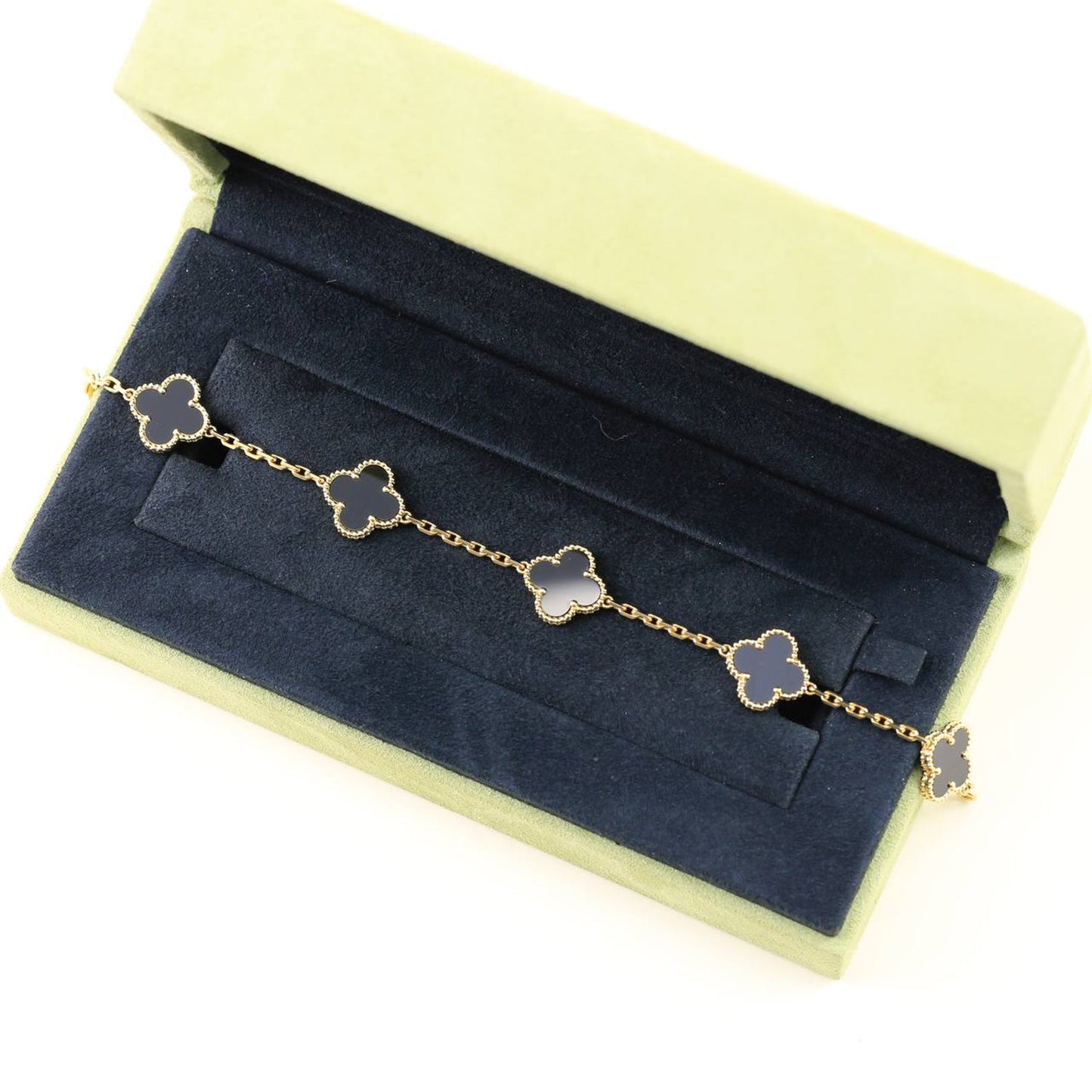 [Riva Jewelry]LUCKY CLOVER 5-MOTIF BRACELET - BLACK OXNY COLLECTION