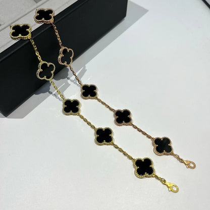 [Riva Jewelry]LUCKY CLOVER 5-MOTIF BRACELET - BLACK OXNY COLLECTION