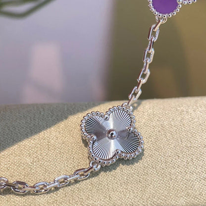 [Riva Jewelry]LUCKY CLOVER 5-MOTIF BRACELET - VIOLET COLLECTION