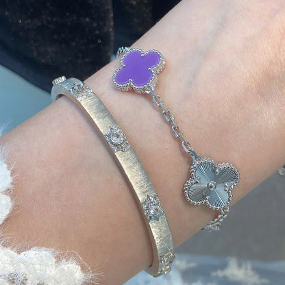 [Riva Jewelry]LUCKY CLOVER 5-MOTIF BRACELET - VIOLET COLLECTION