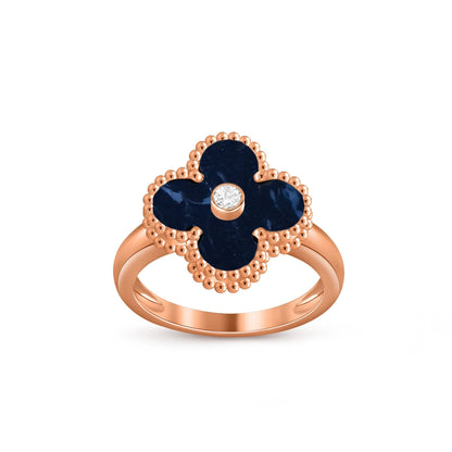[Riva Jewelry]LUCKY CLOVER DIAMOND-ACCENT ROSE GOLD RING COLLECTION
