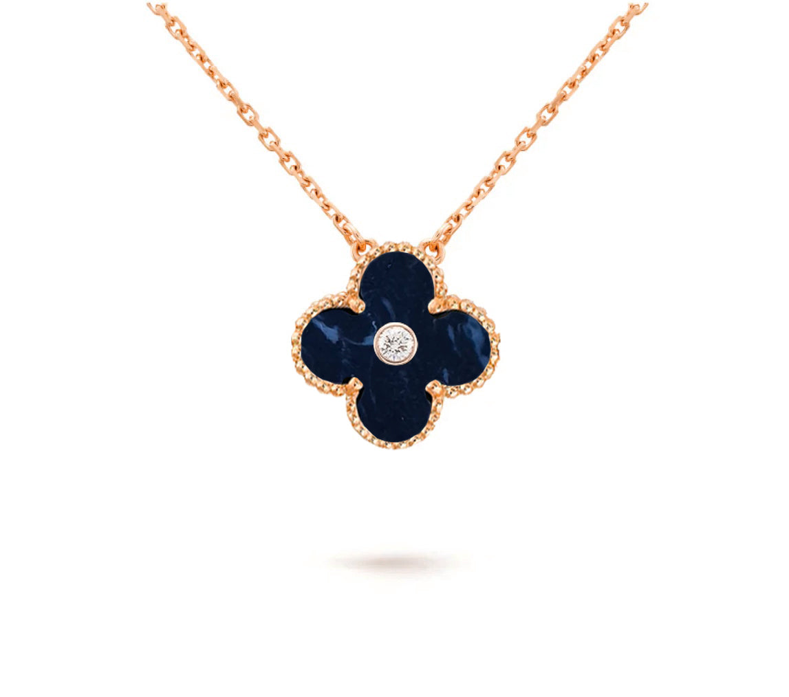 [Riva Jewelry]15MM CLOVER FLOWER DIAMOND PENDANT NECKLACE COLLECTION