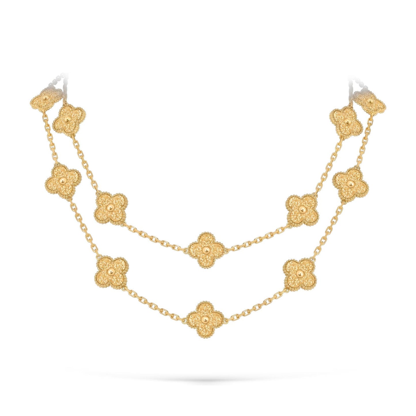[Riva Jewelry]CLASSIC 20-MOTIF LUCKY CLOVER LONG NECKLACE GOLD COLLECTION
