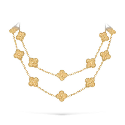 [Riva Jewelry]CLASSIC 20-MOTIF LUCKY CLOVER LONG NECKLACE GOLD COLLECTION