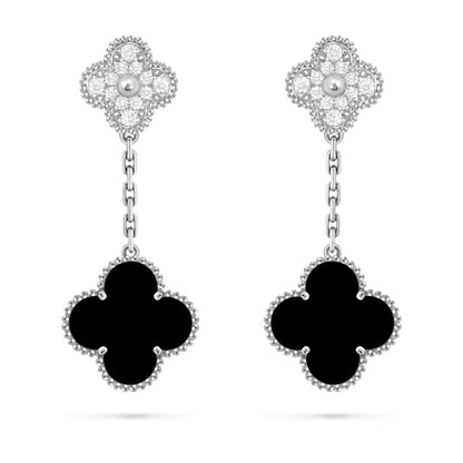 [Riva Jewelry]CLOVER DUAL-MOTIF STATEMENT STUD EARRINGS - DOUBLE-CHARM COLLECTION