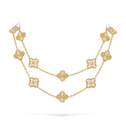 [Riva Jewelry]CLASSIC 20-MOTIF LUCKY CLOVER LONG NECKLACE GOLD COLLECTION