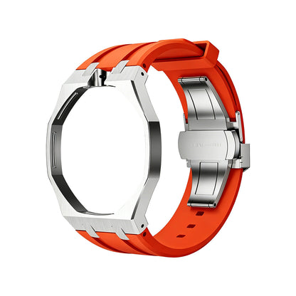 [Riva Jewelry]OAK POP ORANGE-RED STEEL SILICONE STRAP