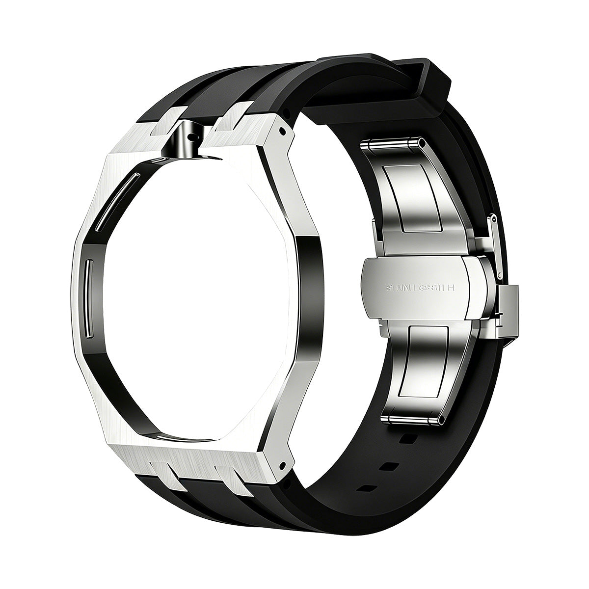 [Riva Jewelry]OAK POP BLACK STEEL SILICONE STRAP