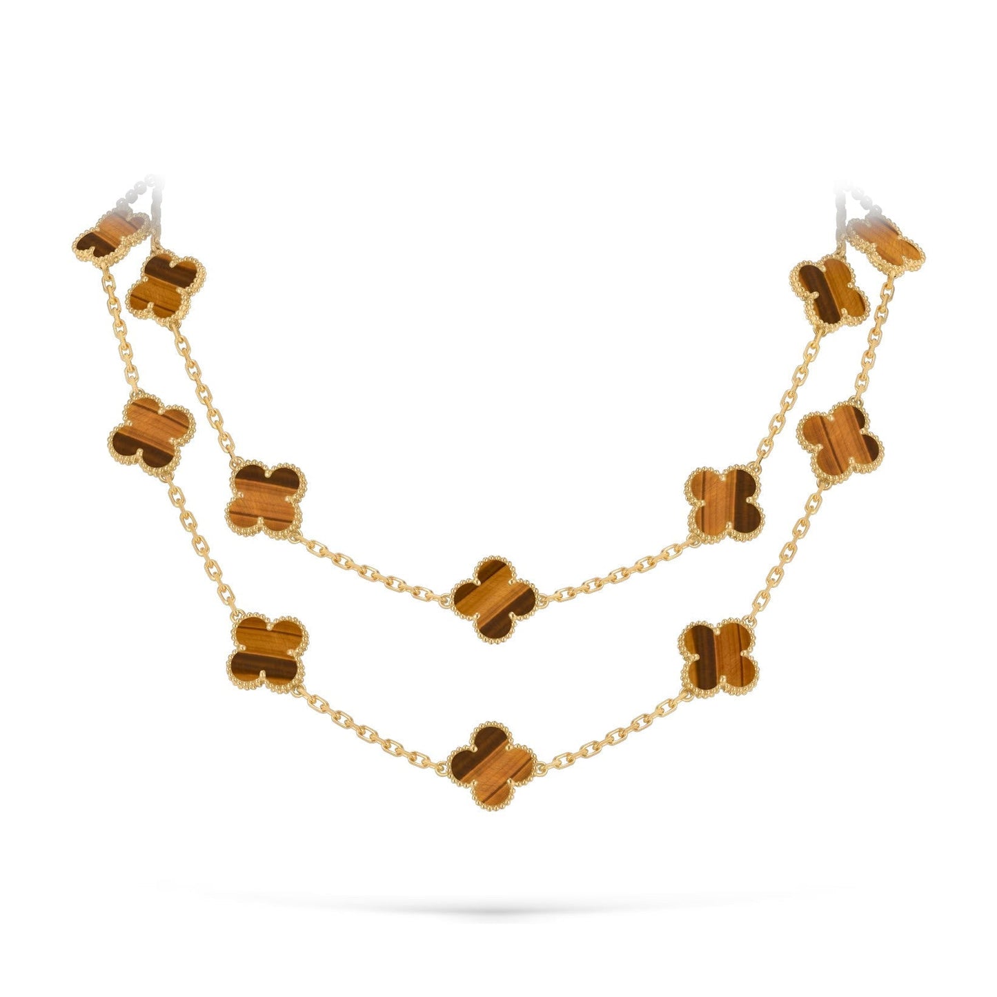 [Riva Jewelry]CLASSIC 20-MOTIF LUCKY CLOVER LONG NECKLACE GOLD COLLECTION