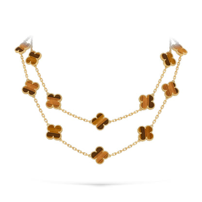 [Riva Jewelry]CLASSIC 20-MOTIF LUCKY CLOVER LONG NECKLACE GOLD COLLECTION