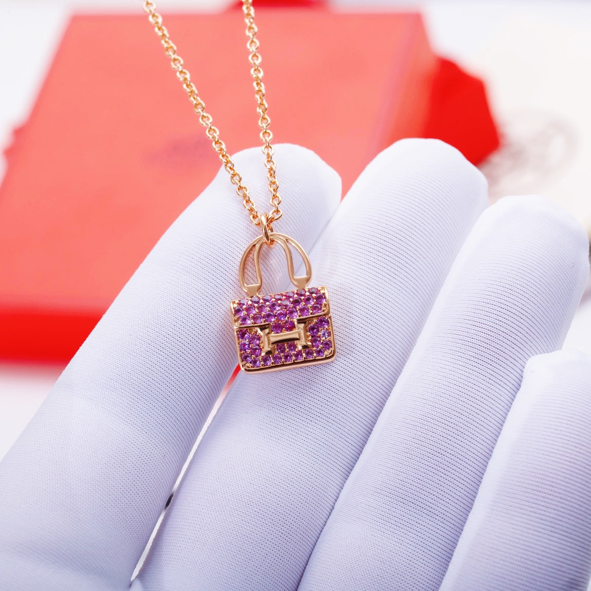 [Riva Jewelry]CONSTANCE PEDANT PURPLE DIAMOND NECKLACE