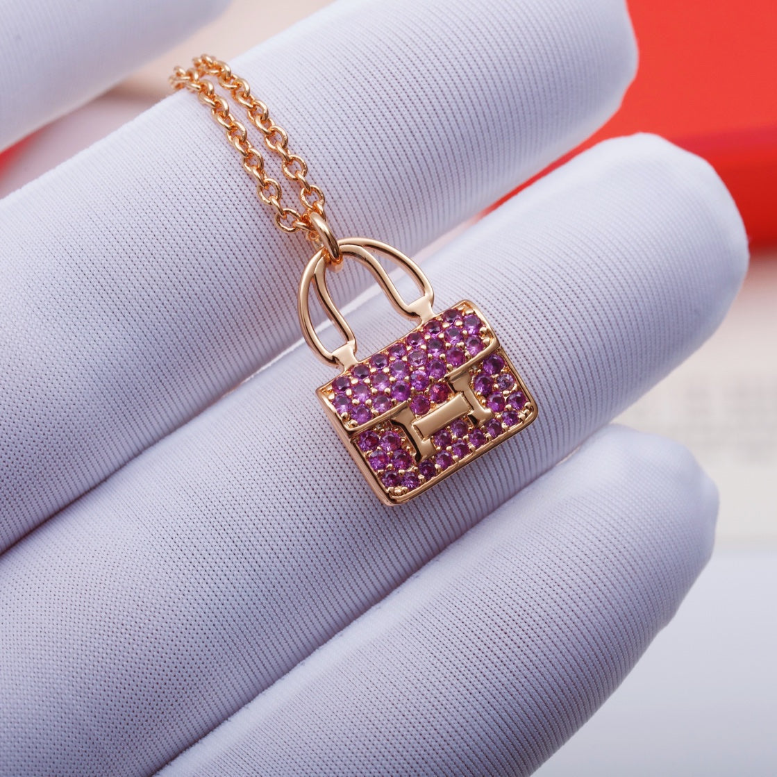 [Riva Jewelry]CONSTANCE PEDANT PURPLE DIAMOND NECKLACE