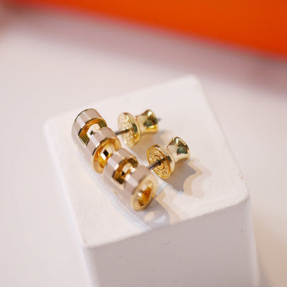 [Riva Jewelry]MINI POP H GOLD EARRINGS GREY