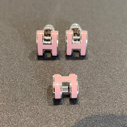 [Riva Jewelry]MINI POP H SILVER EARRINGS PINK