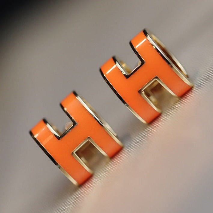 [Riva Jewelry]MINI POP H EARRINGS ORANGE