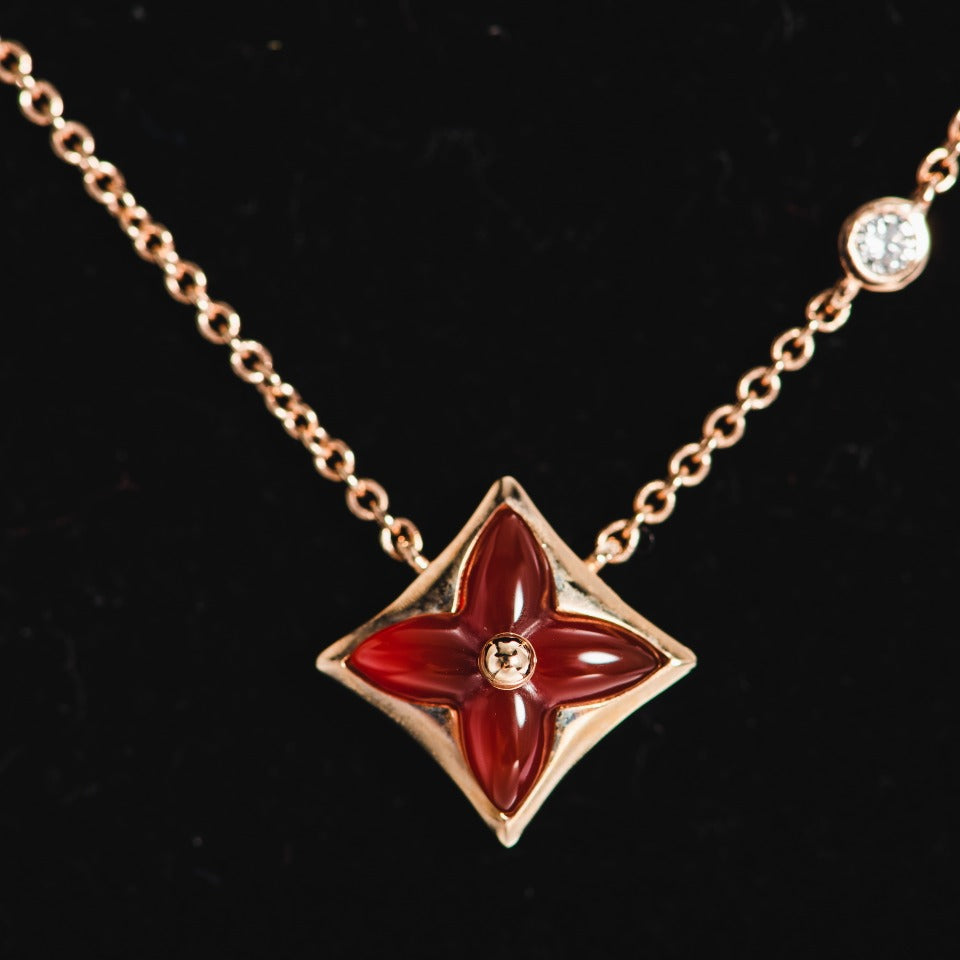 [Riva Jewelry]STAR NECKLACE ROSE GOLD 1 DIAMOND