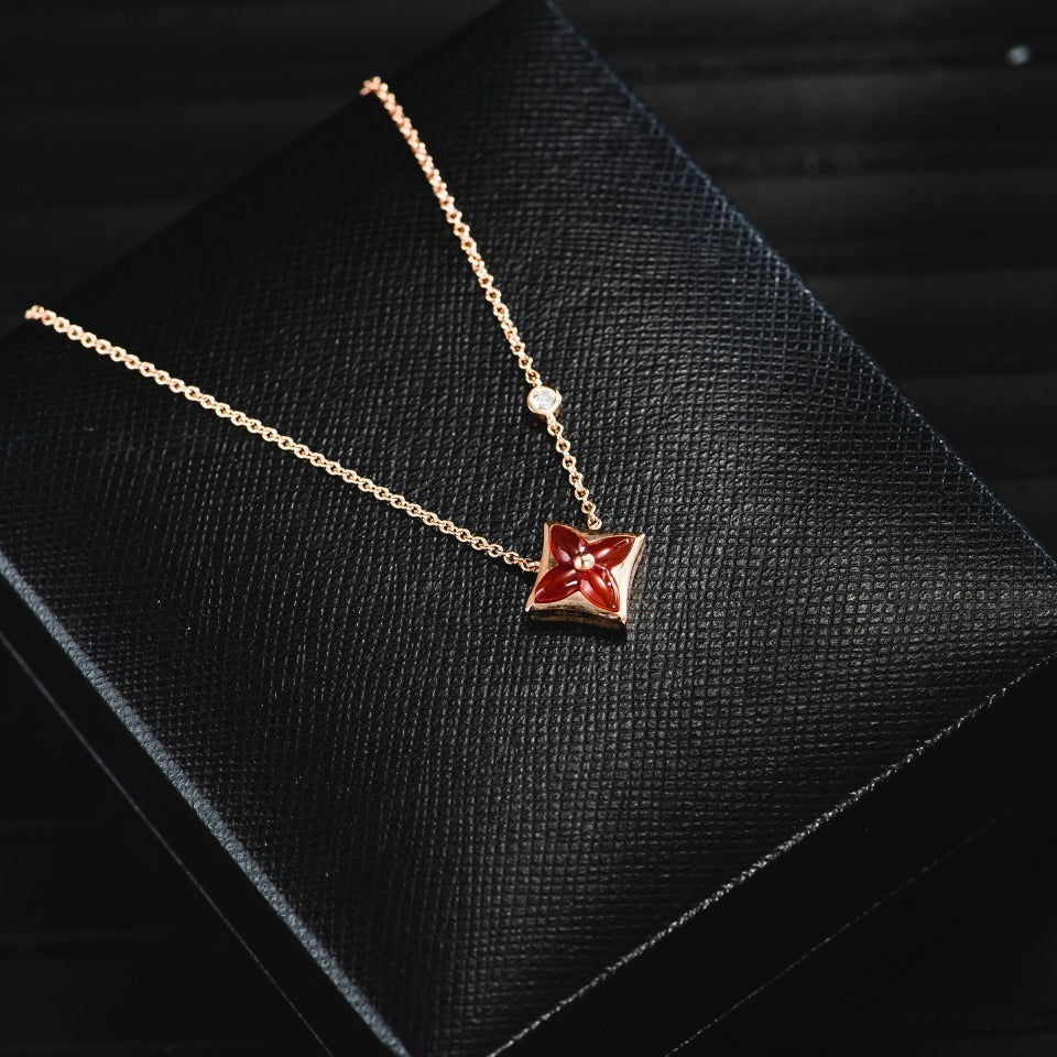 [Riva Jewelry]STAR NECKLACE ROSE GOLD 1 DIAMOND
