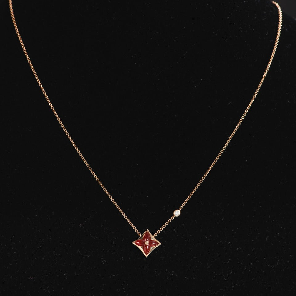 [Riva Jewelry]STAR NECKLACE ROSE GOLD 1 DIAMOND