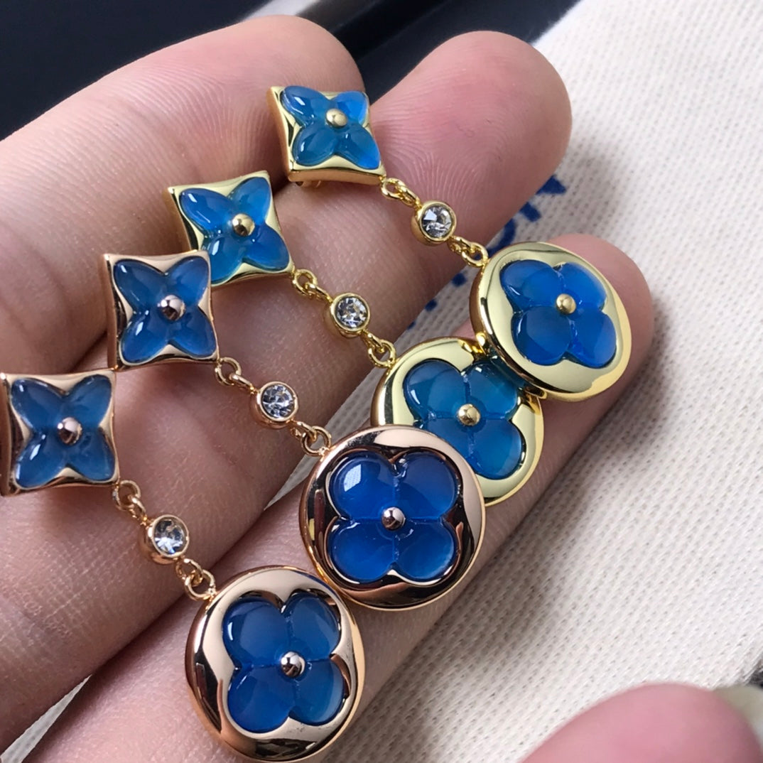 [Riva Jewelry]STAR AND SUN AGATE DIAMOND EARRINGS
