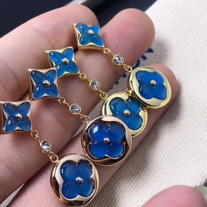 [Riva Jewelry]STAR AND SUN AGATE DIAMOND EARRINGS