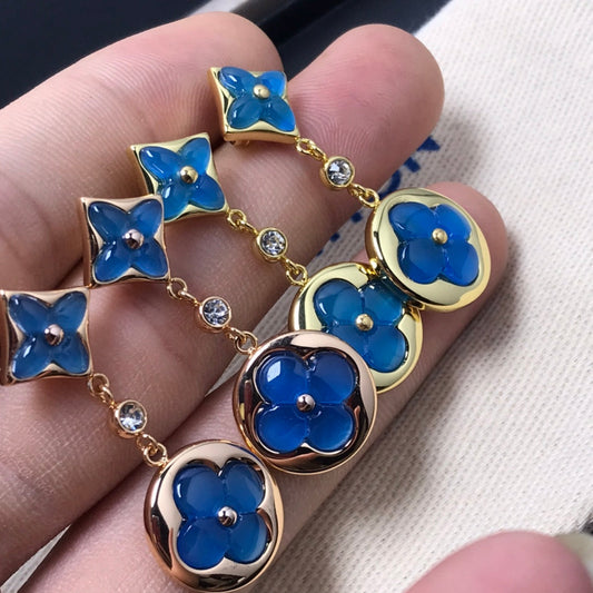 [Riva Jewelry]STAR AND SUN AGATE DIAMOND EARRINGS