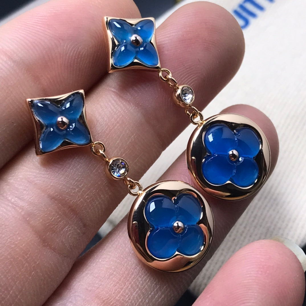[Riva Jewelry]STAR AND SUN AGATE DIAMOND EARRINGS