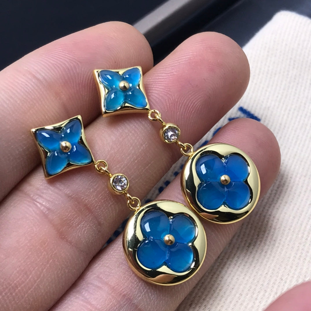 [Riva Jewelry]STAR AND SUN AGATE DIAMOND EARRINGS