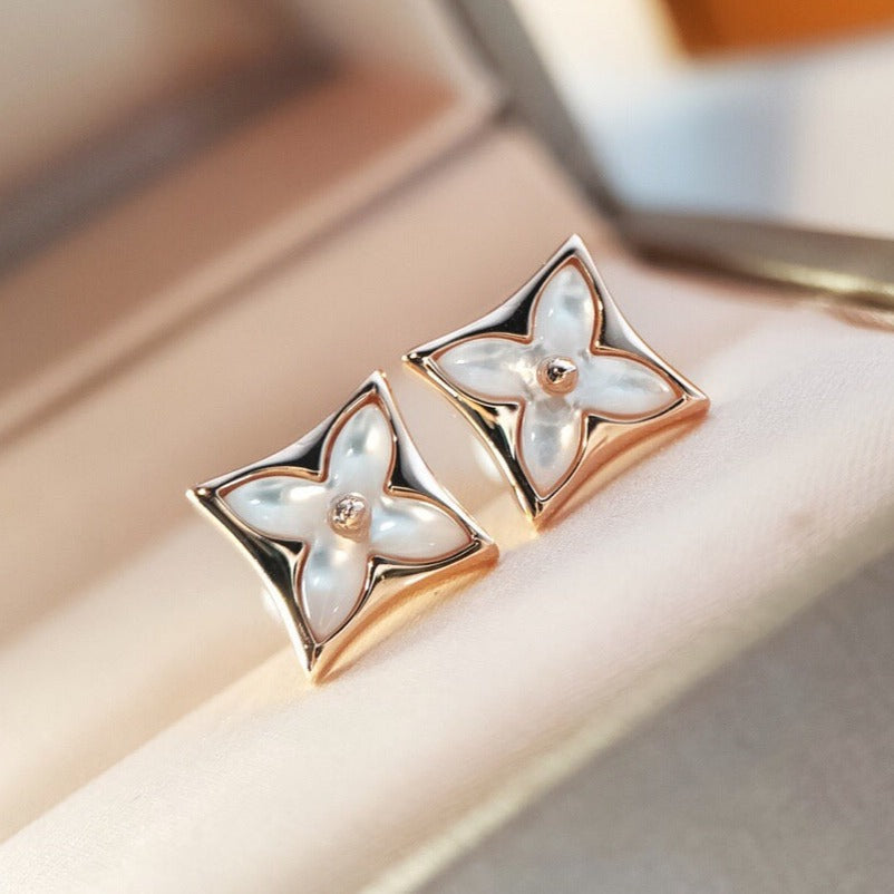 [Riva Jewelry]STAR MOP ROSE GOLD EARRINGS